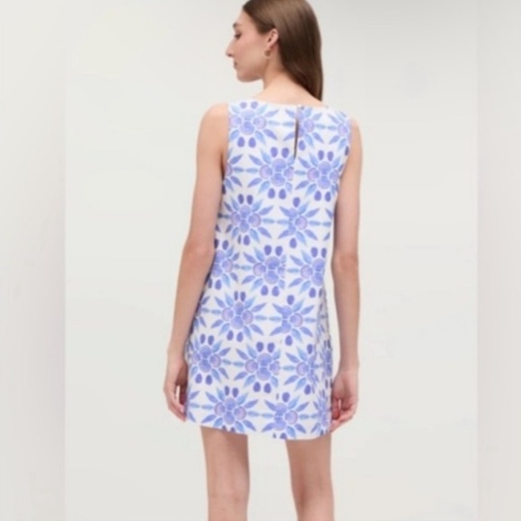 Hill House The Charlie Shift Dress in the Blue Shell Mosaic print S - Picture 3 of 7